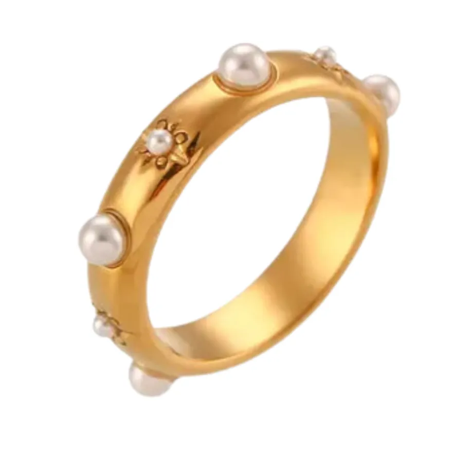 Pre Order:  Zircon Pearl Stainless Steel Ring