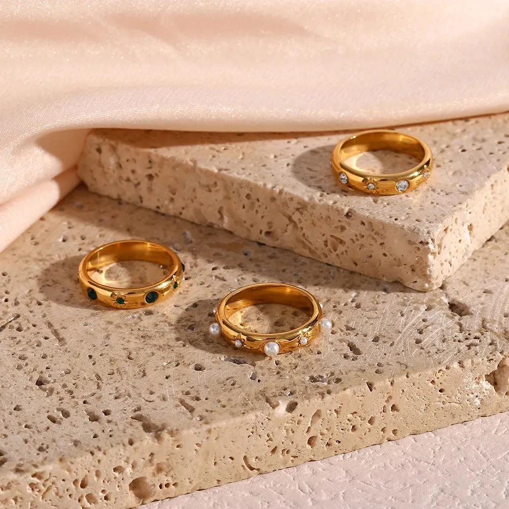 Pre Order:  Zircon Pearl Stainless Steel Ring