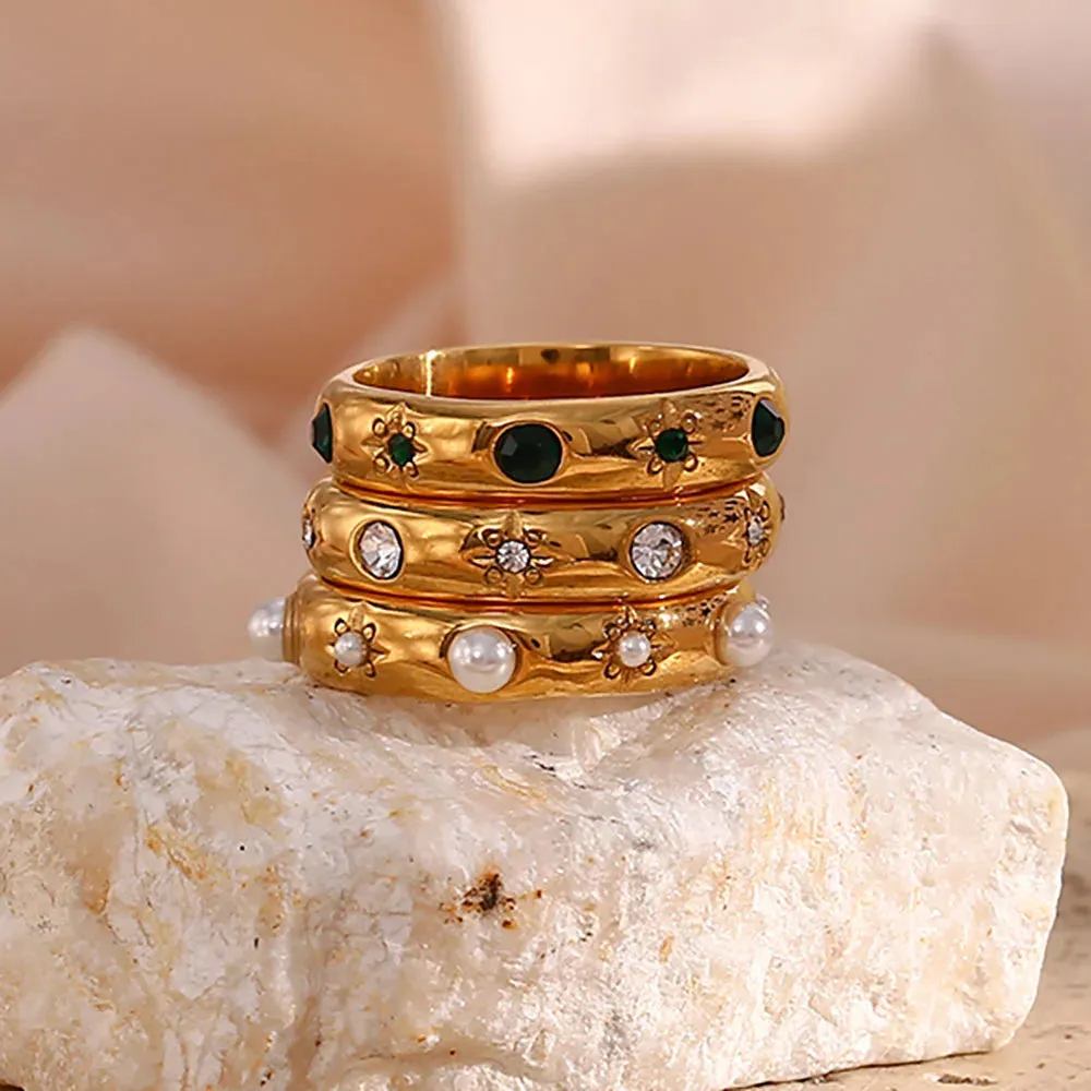 Pre Order:  Zircon Pearl Stainless Steel Ring