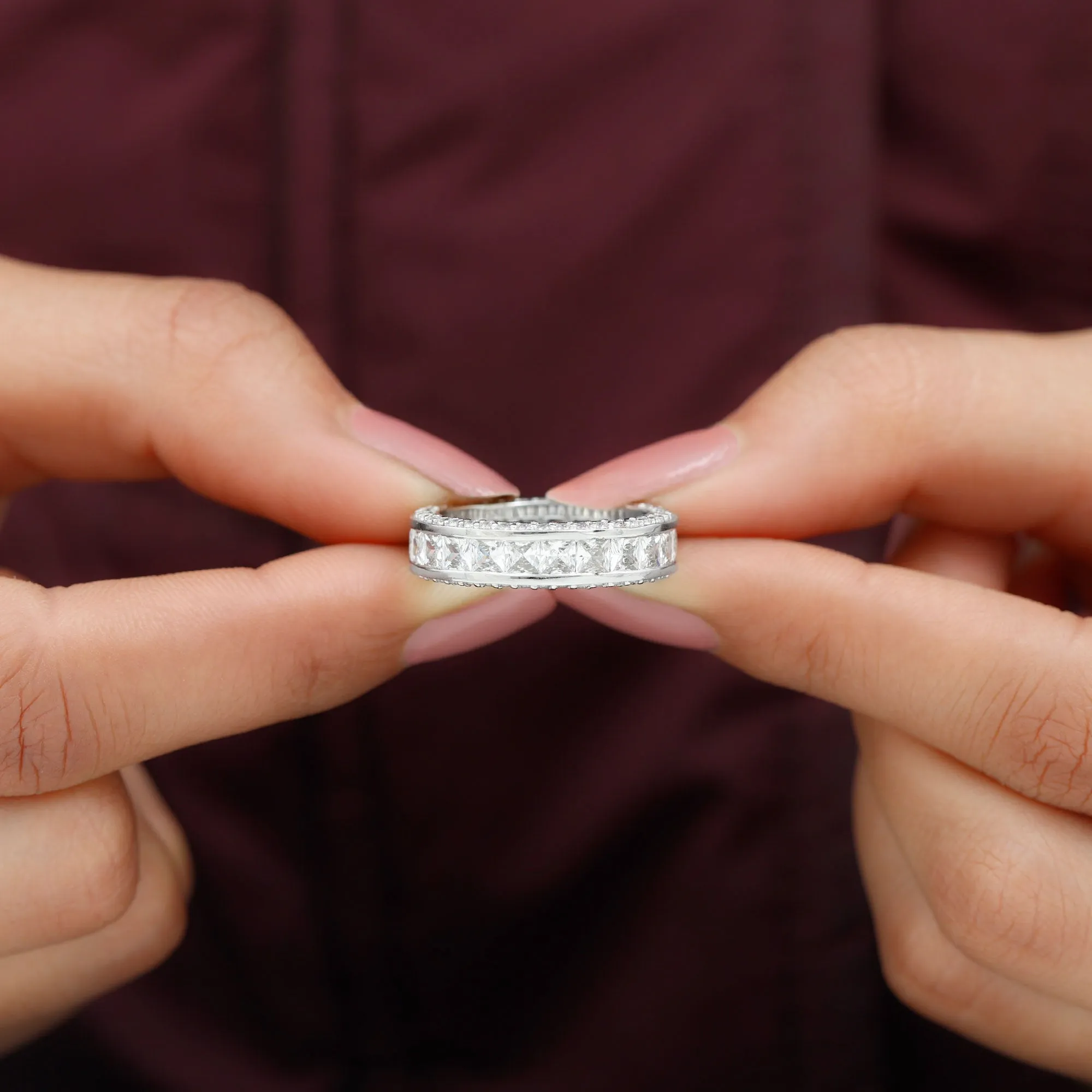 Princess Cut Zircon Full Eternity Band Ring