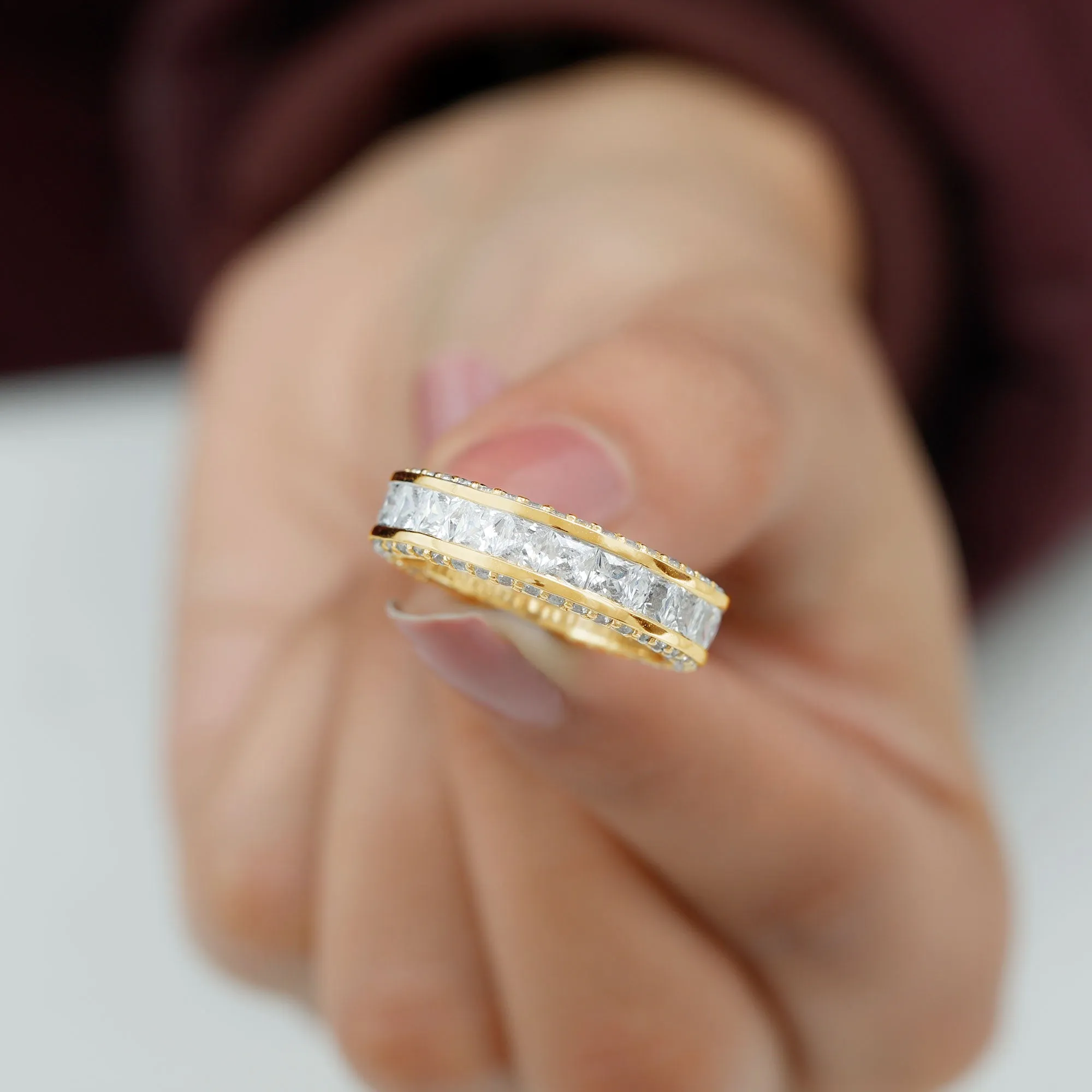 Princess Cut Zircon Full Eternity Band Ring