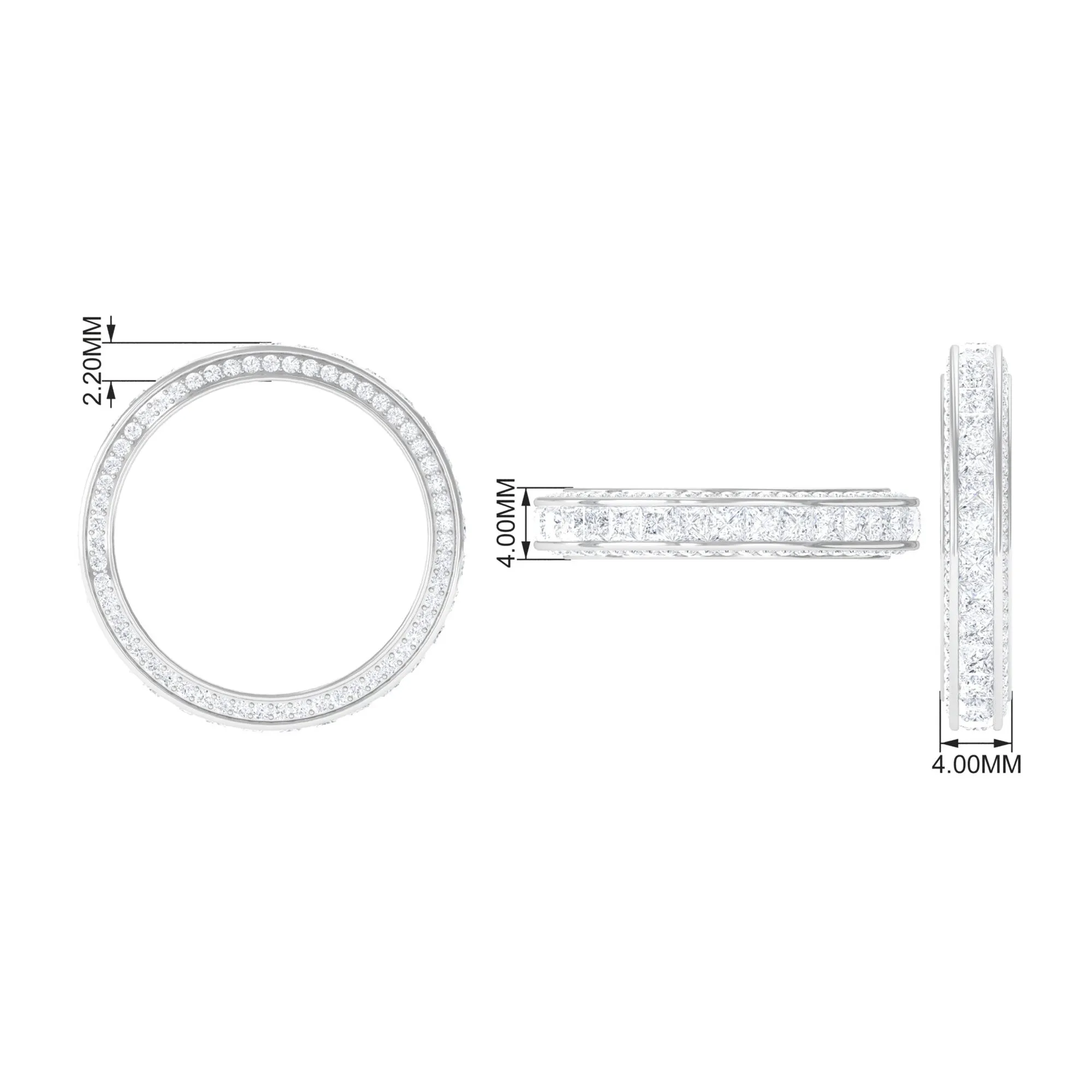 Princess Cut Zircon Full Eternity Band Ring