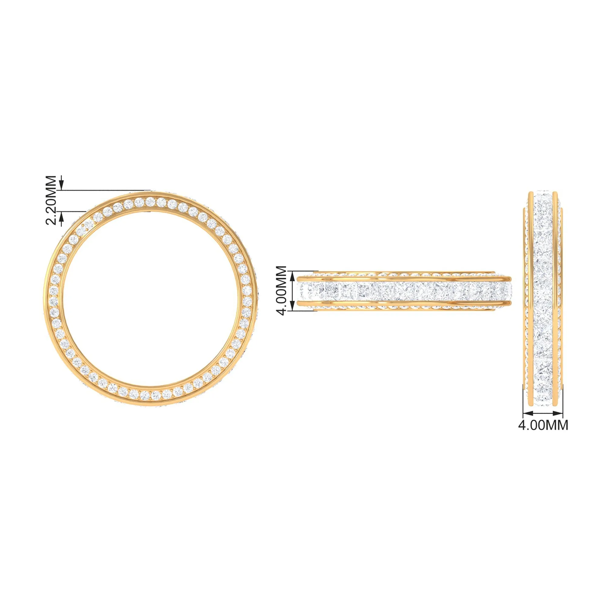 Princess Cut Zircon Full Eternity Band Ring