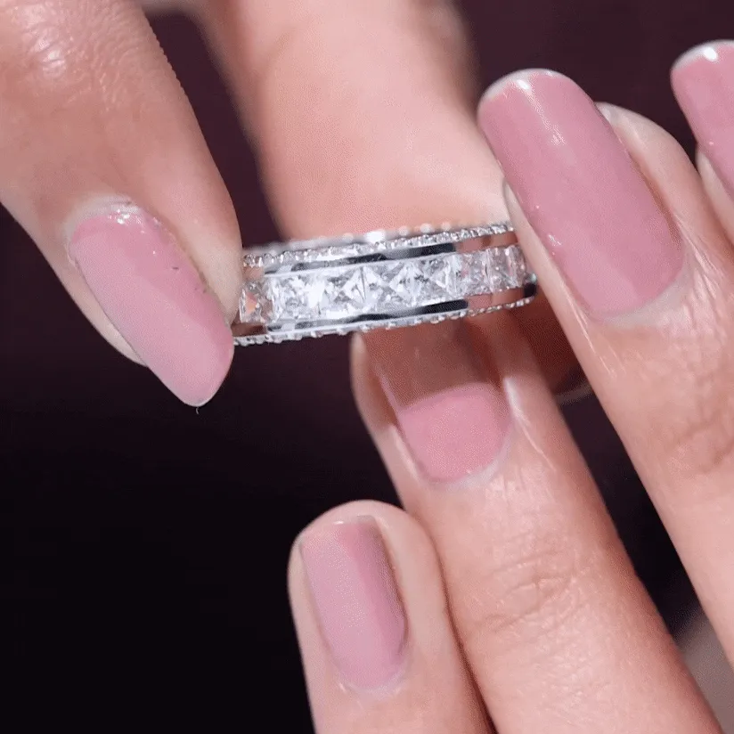 Princess Cut Zircon Full Eternity Band Ring
