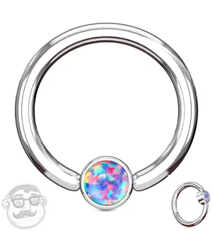 Purple Opalite Flat Disk Captive Ring