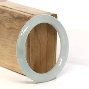 "Classic Round" Ice Jadeite Jade Bangle (53.4 mm) #T457