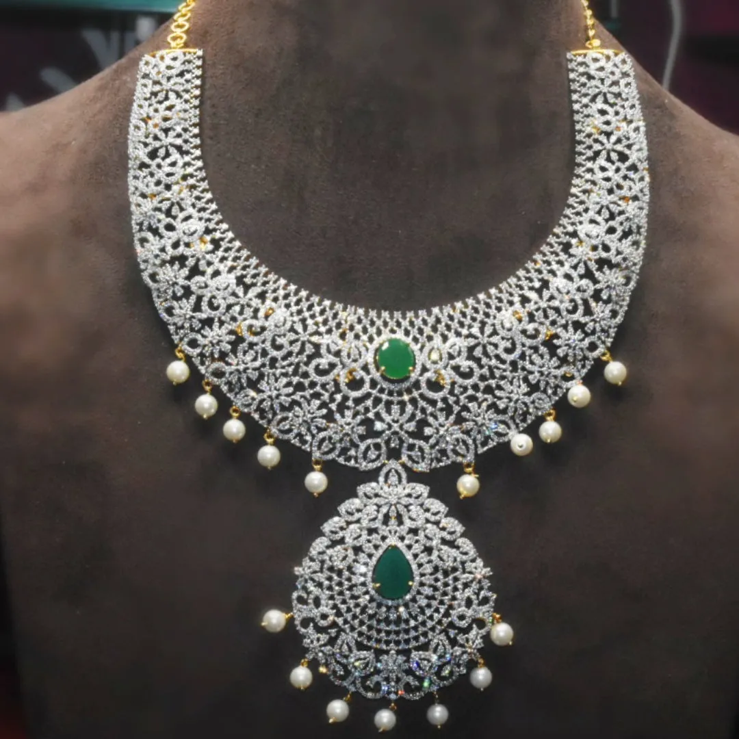 "Shine Bright: The Stunning Gj Polished American Diamond Necklace by ASP Fashion Jewellery"