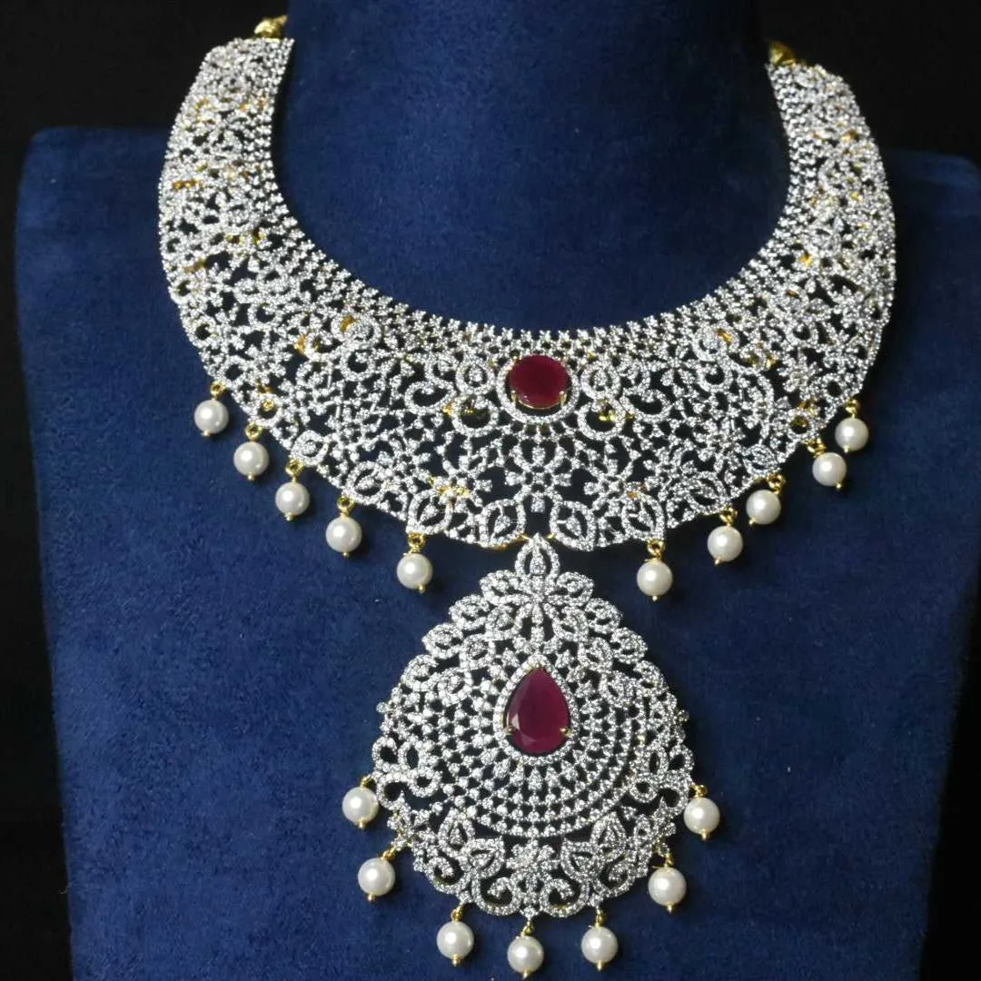 "Shine Bright: The Stunning Gj Polished American Diamond Necklace by ASP Fashion Jewellery"