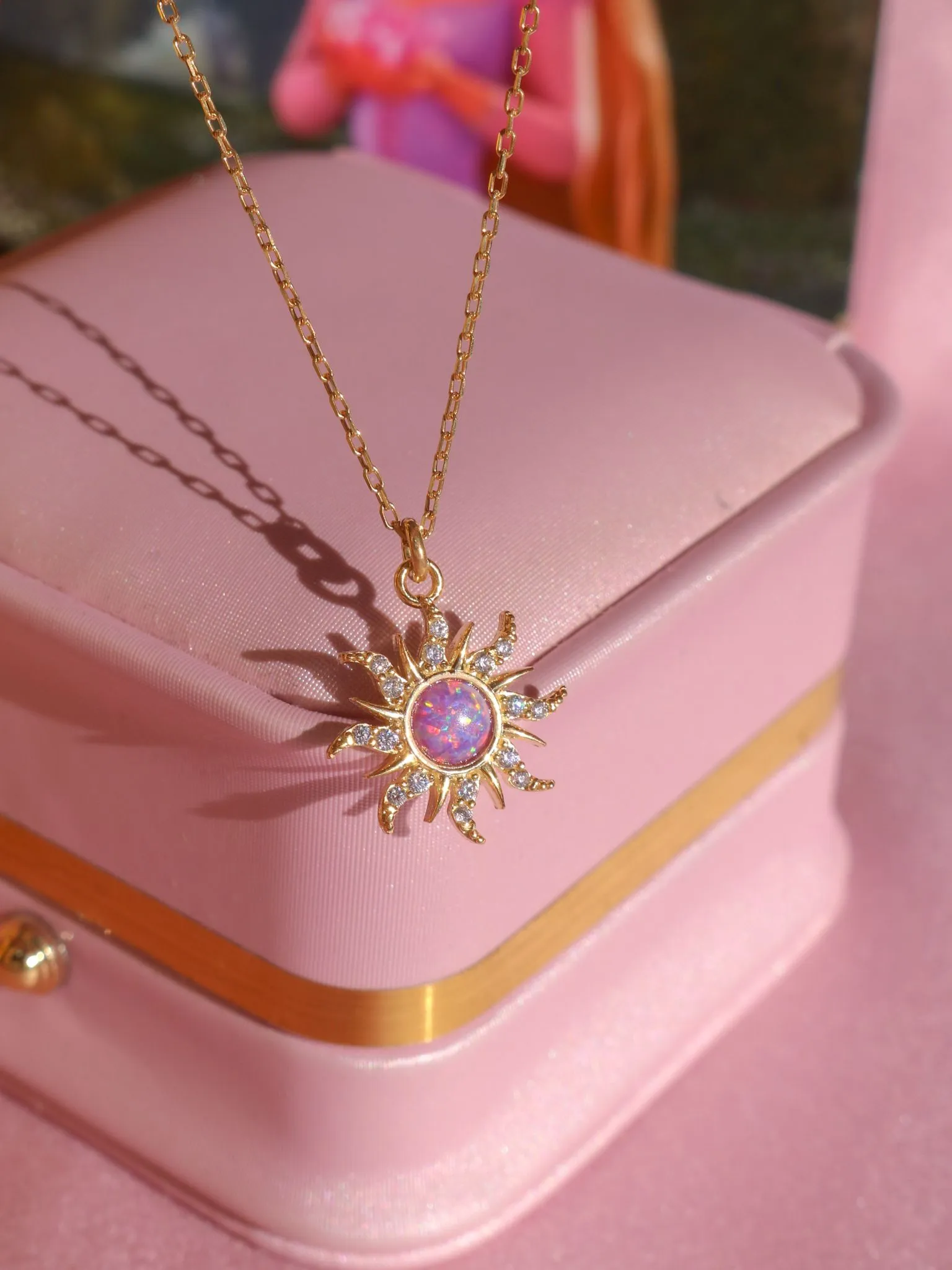 Rapunzel Sun Opal Necklace, 925 Sterling Silver, Princess Jewelry