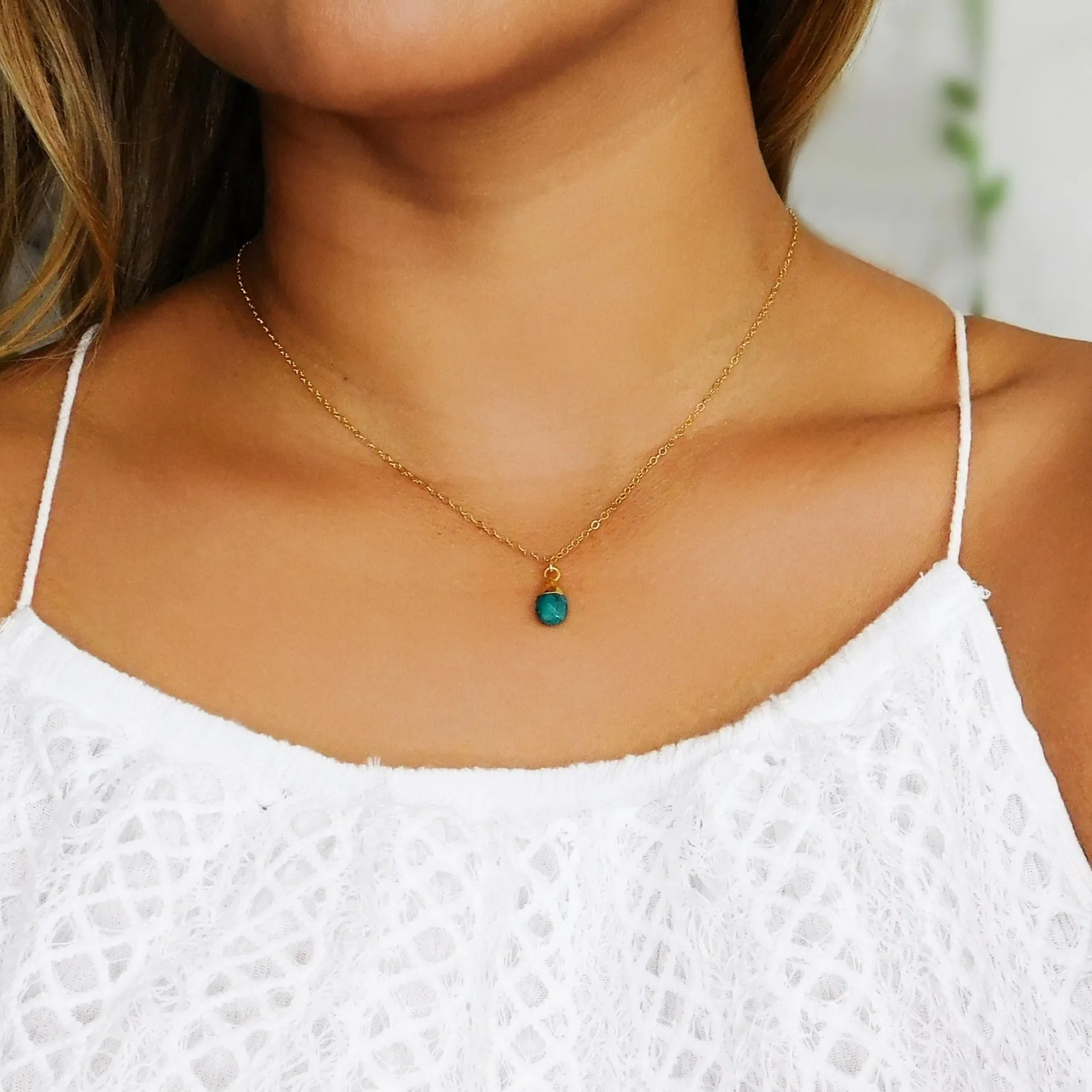 Raw Emerald and Gold Necklace