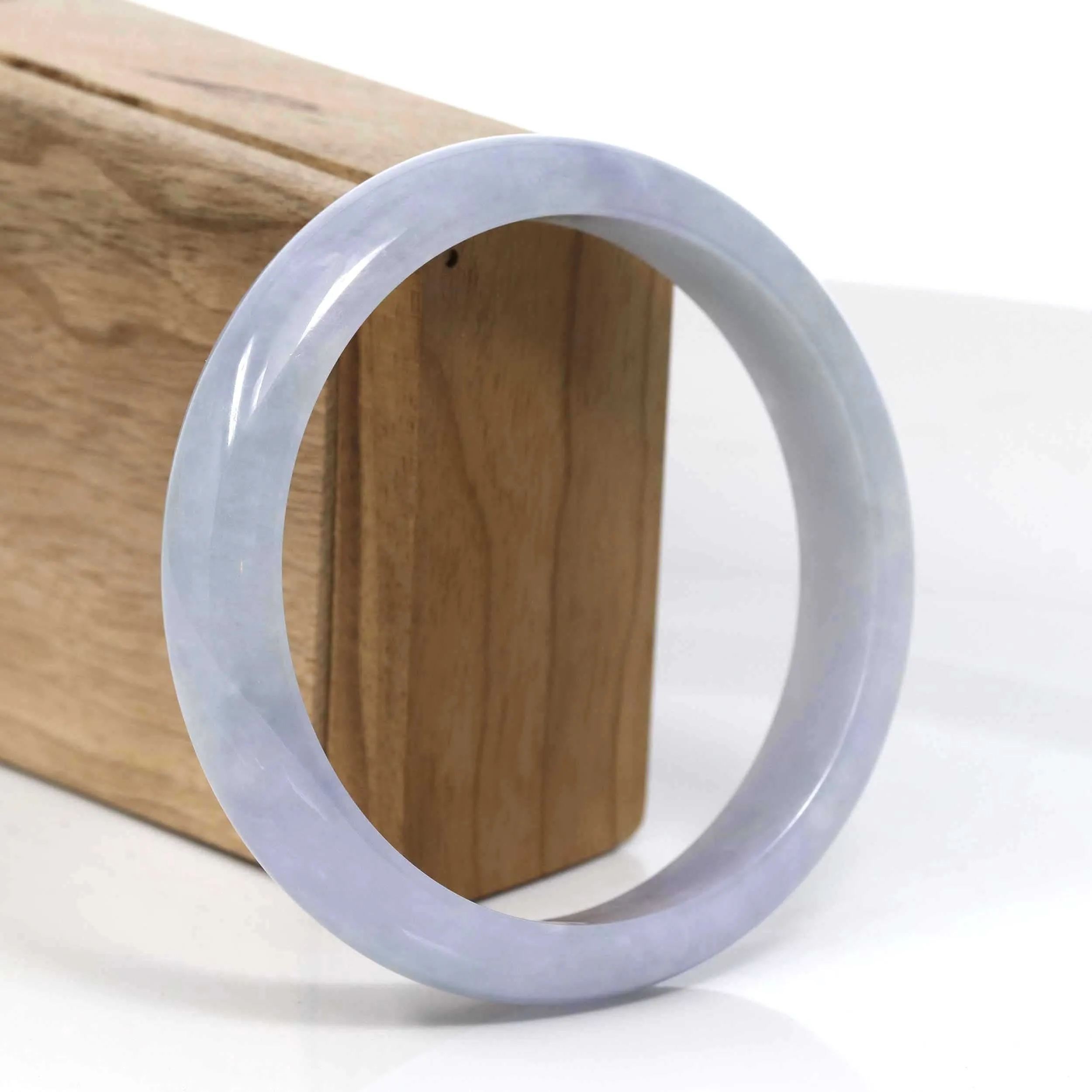 RealJade® Co. Classic Real Lavender Jadeite Jade Bangle Bracelet (63.25mm) #936