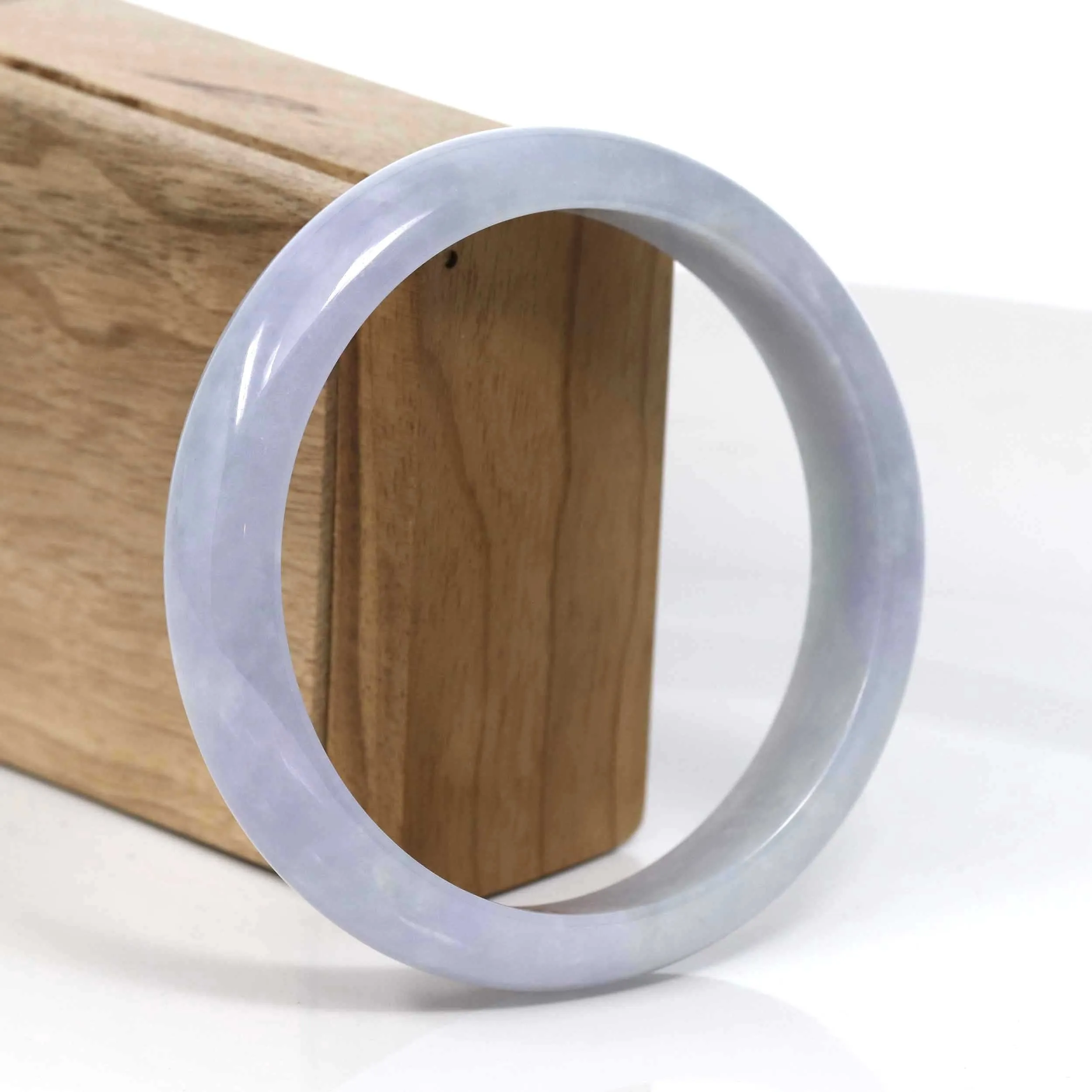 RealJade® Co. Classic Real Lavender Jadeite Jade Bangle Bracelet (63.25mm) #936