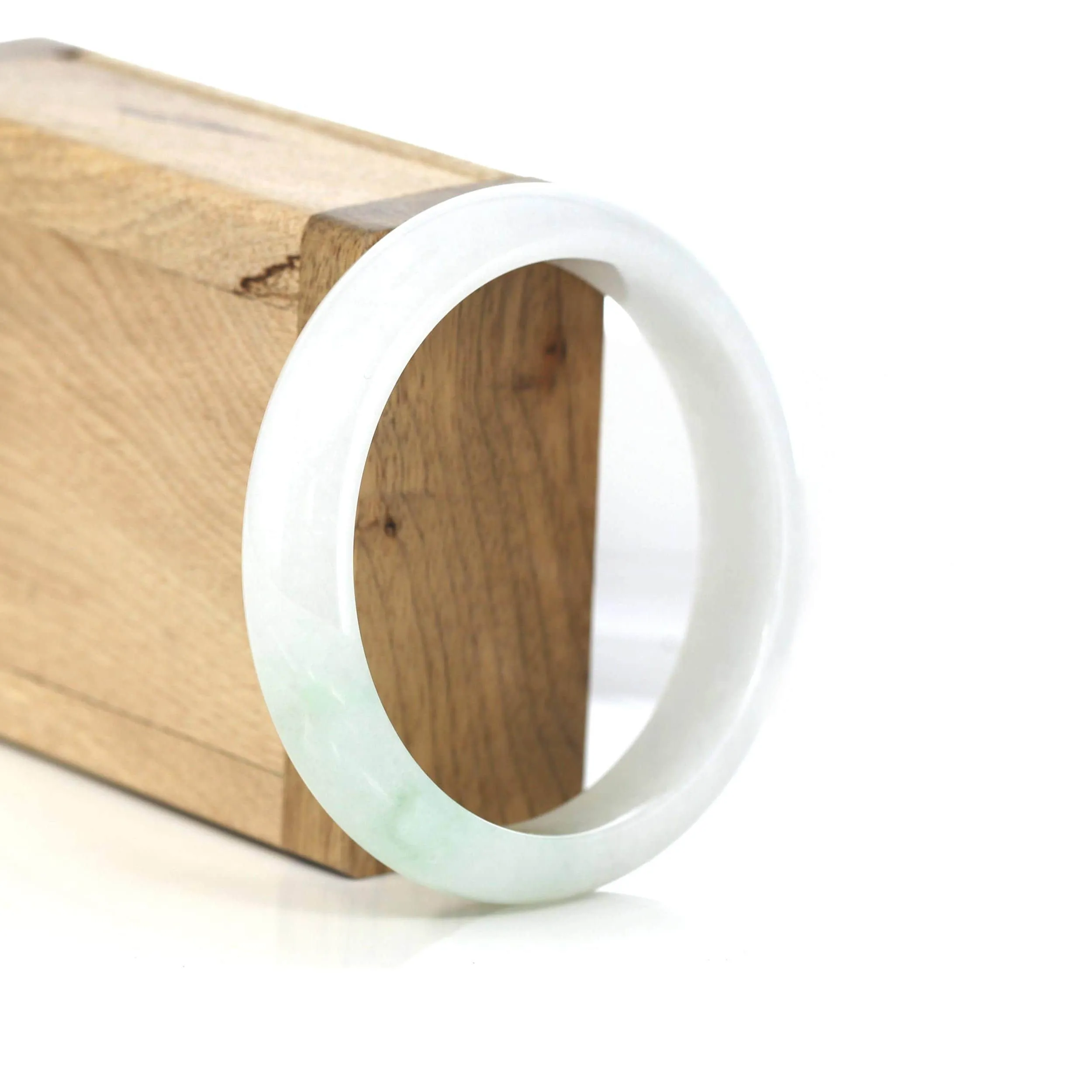 RealJade® "Classic Bangle" Whitish Green Natural Burmese Jadeite Jade Bangle ( 57.30mm ) #279