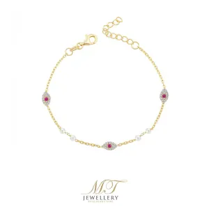 RED EYES WITH PEARLS BRACELET