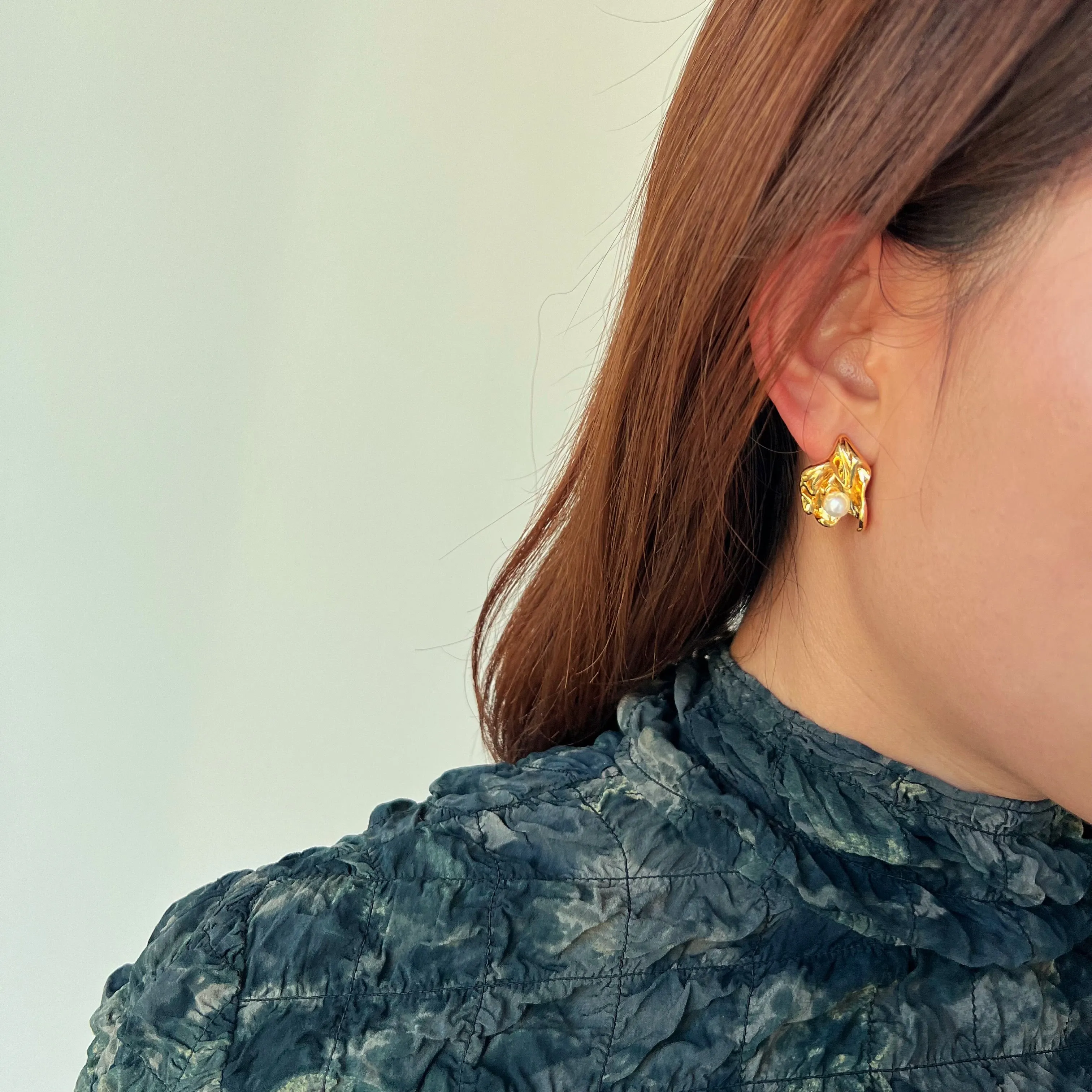 Ripple Pearl Earrings Floral Design