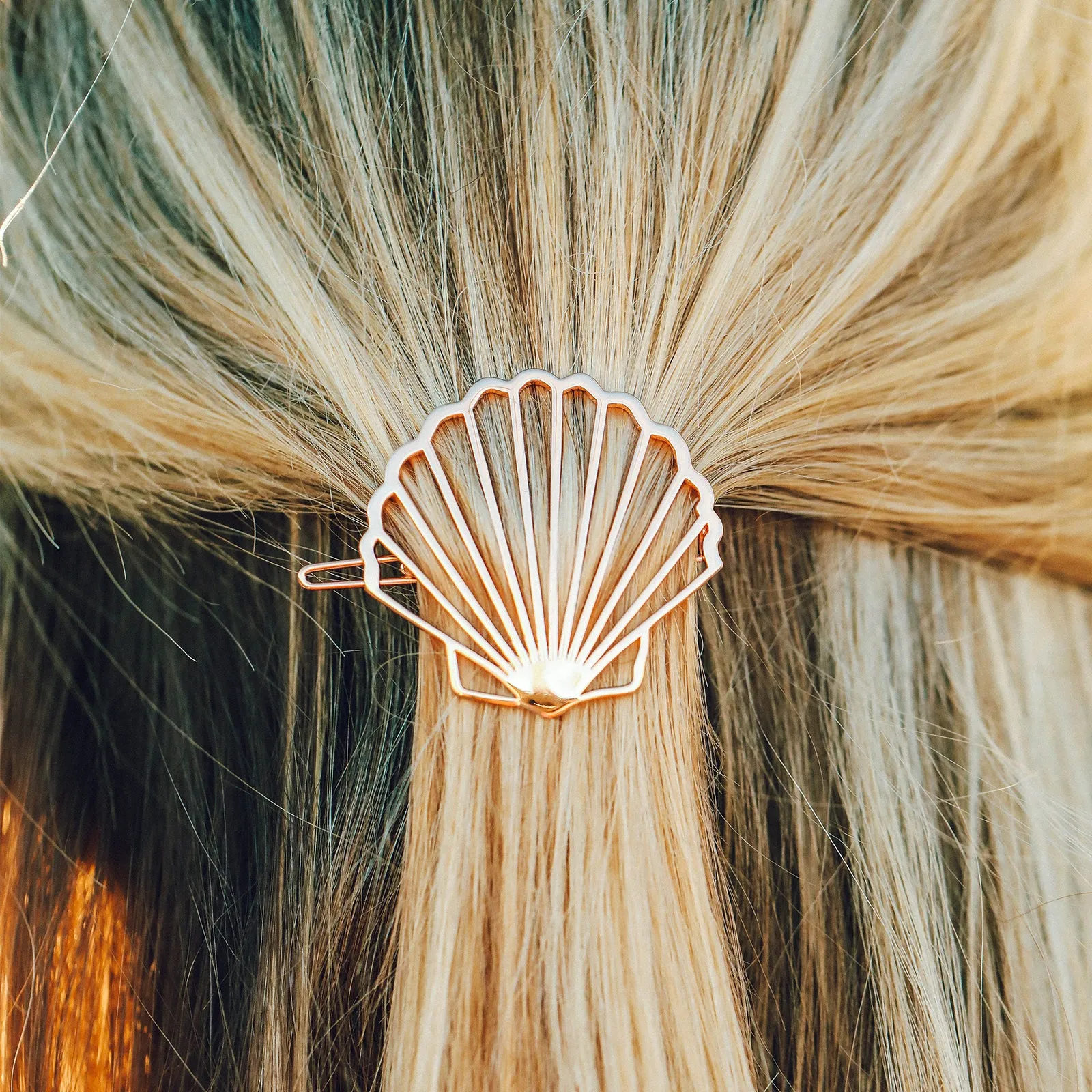 Rose Gold Clam Shell Hair Barrette