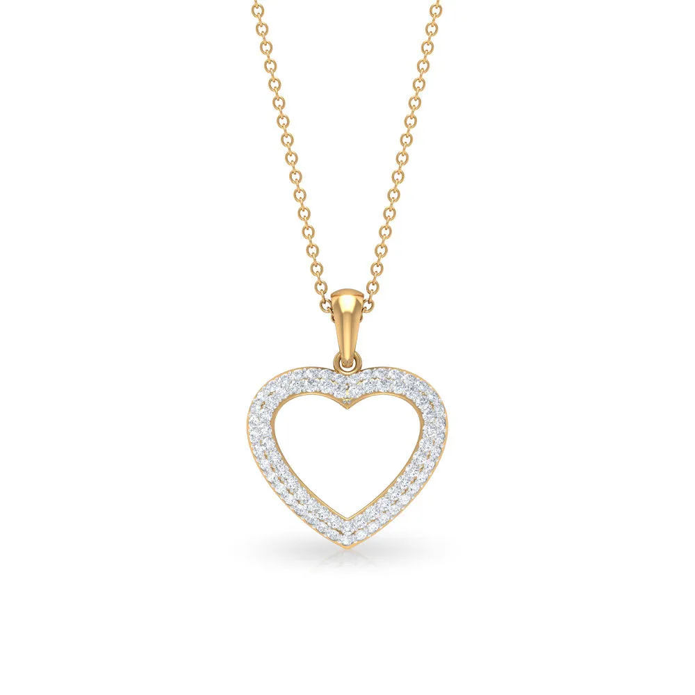 Round Cubic Zirconia Open Heart Pendant