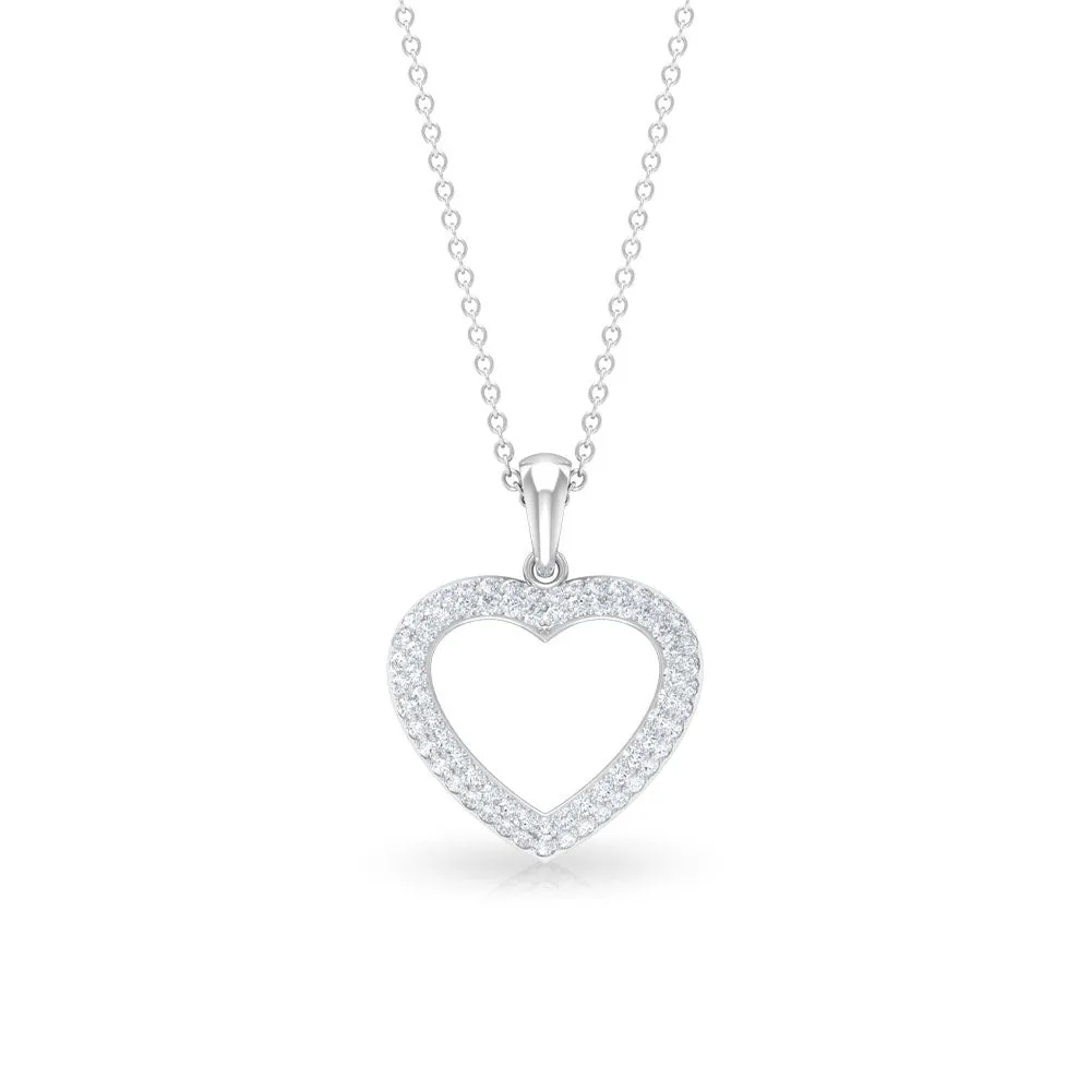 Round Cubic Zirconia Open Heart Pendant