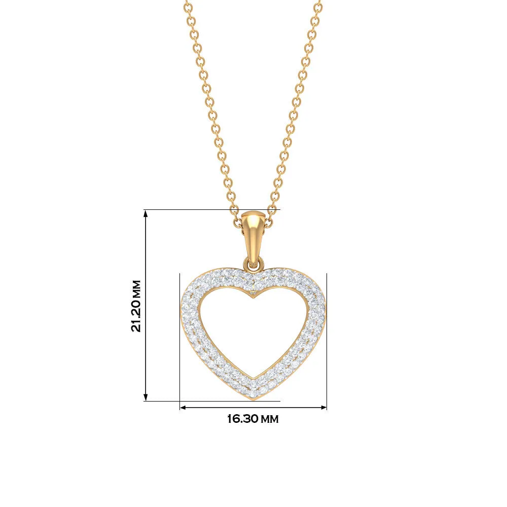 Round Cubic Zirconia Open Heart Pendant