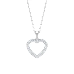 Round Cubic Zirconia Open Heart Pendant