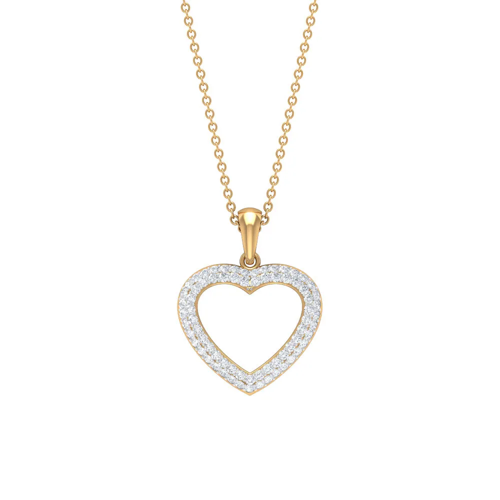 Round Cubic Zirconia Open Heart Pendant