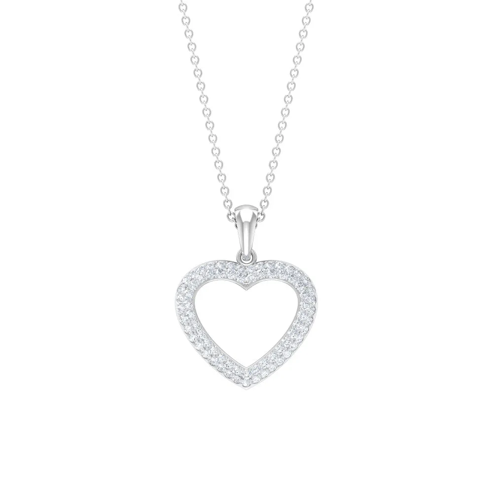 Round Cubic Zirconia Open Heart Pendant