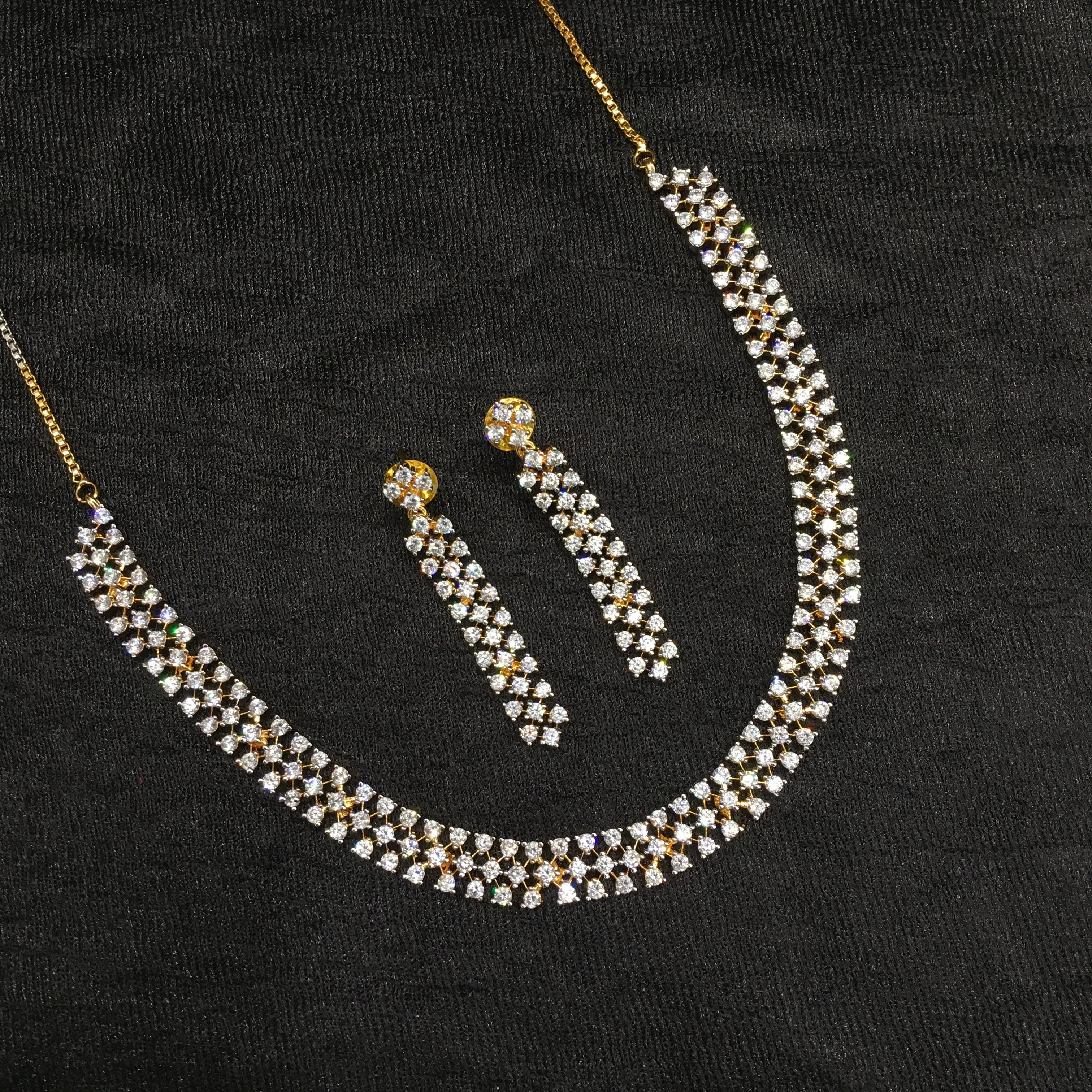 Round Neck Zircon/AD Necklace Set 6206-08