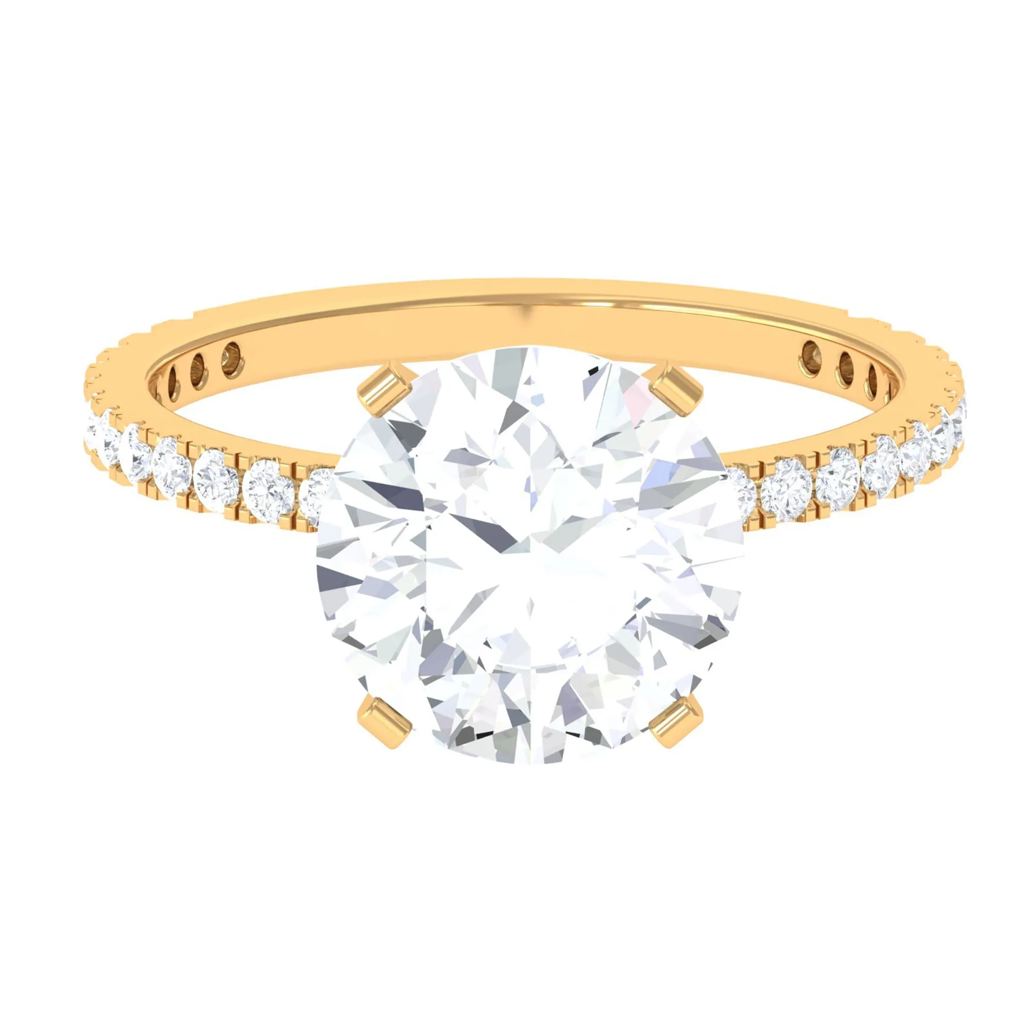 Round Zircon Solitaire Engagement Ring