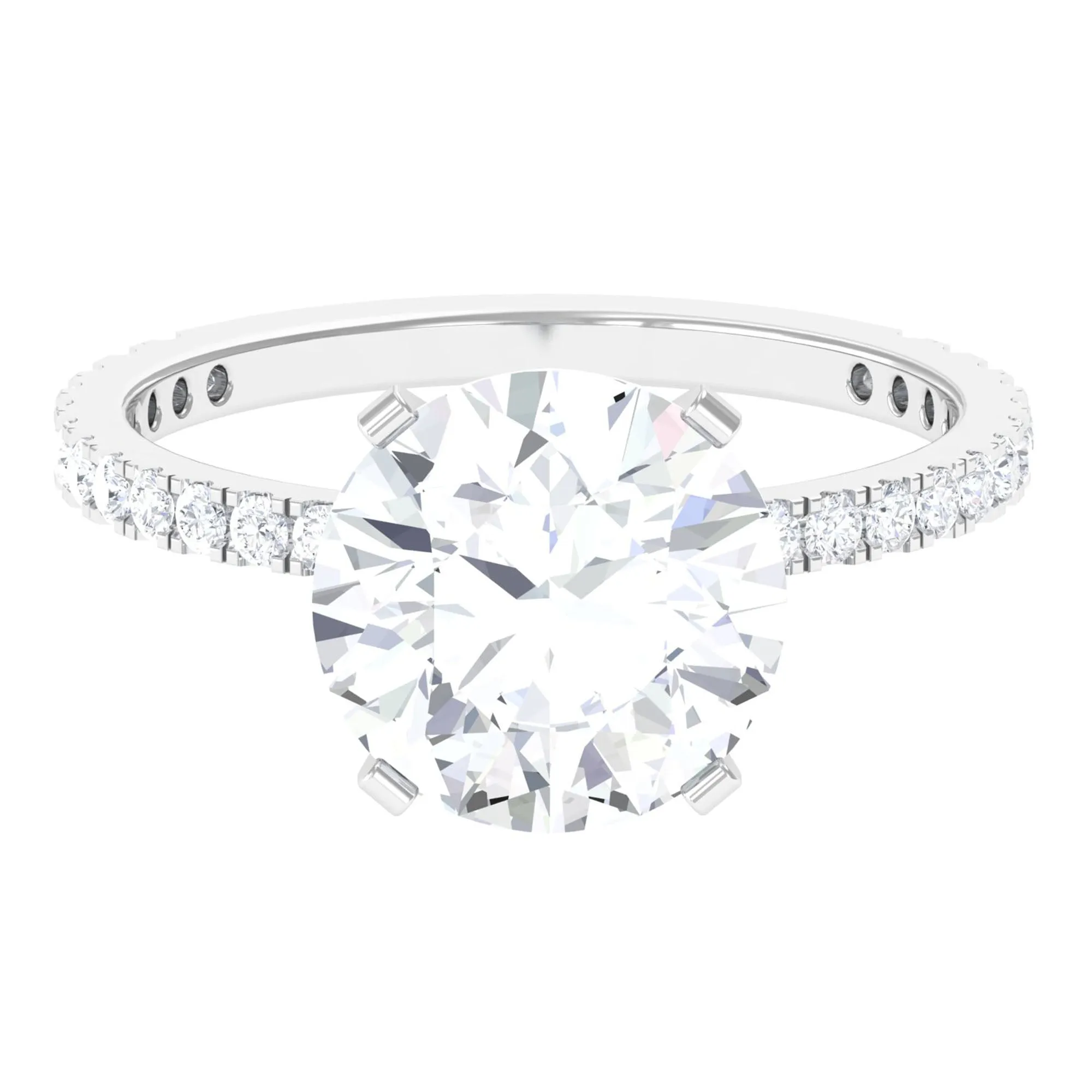 Round Zircon Solitaire Engagement Ring
