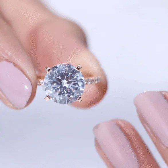 Round Zircon Solitaire Engagement Ring