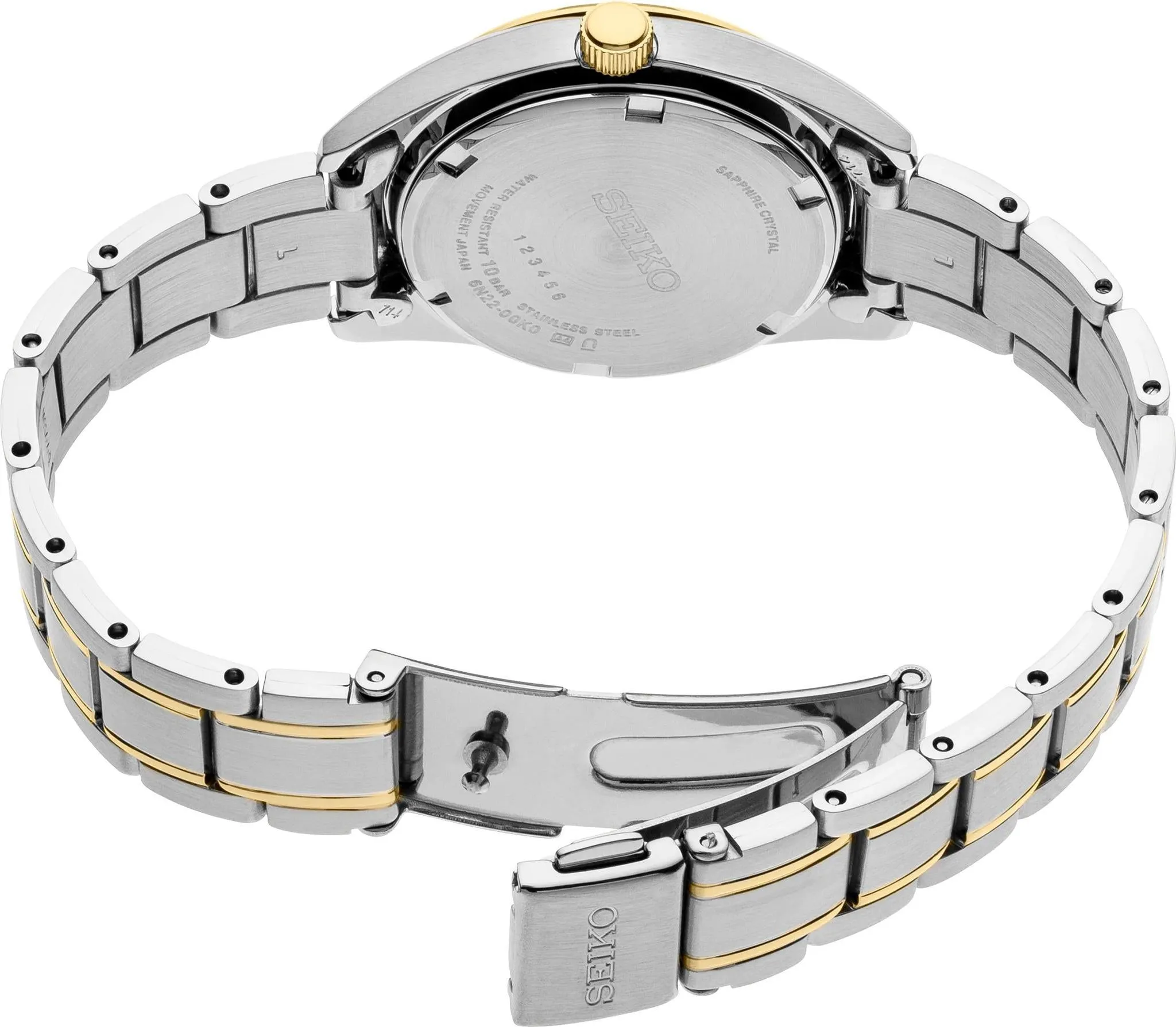 Seiko Essentials Ladies Two Tone Mother of Pearl Watch SUR636