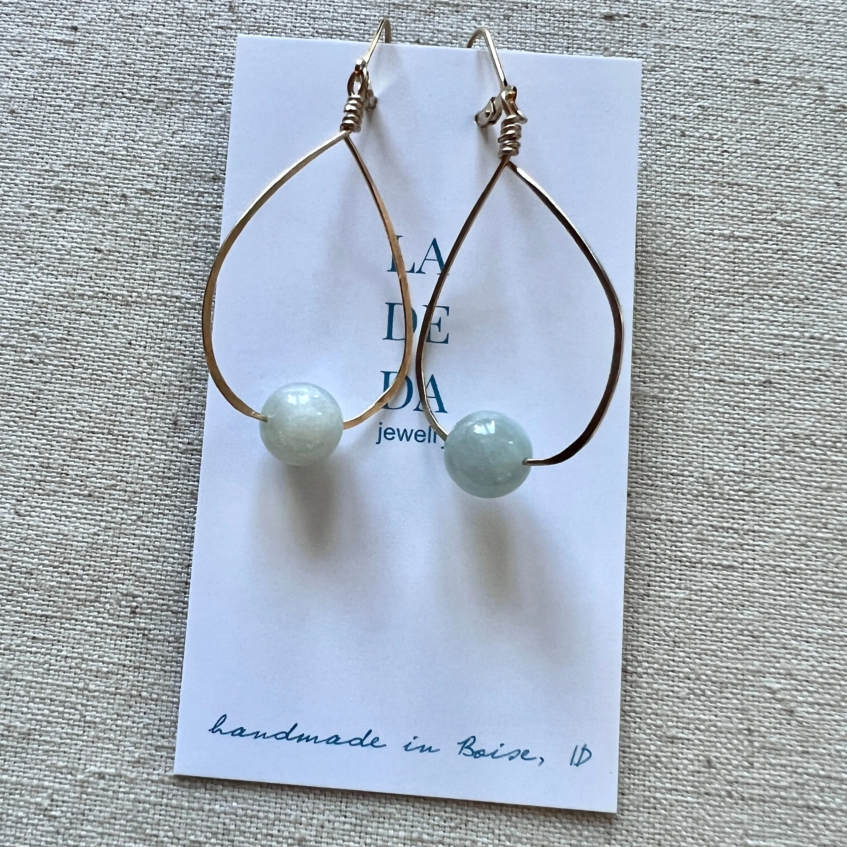 Siberian Moonstone Hoops in Gold