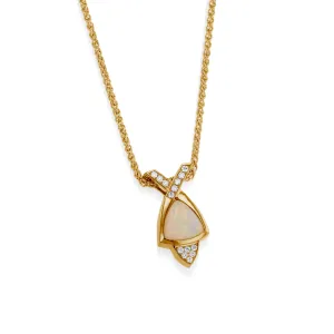 Signature Yellow Gold Opal and Diamond Pendant Necklace