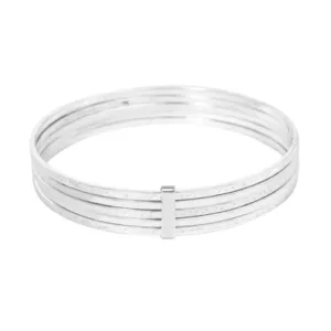 Silver 5 Row Hammered Bands Bangle