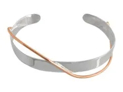 Silver And Copper Cross Over Cuff Bangle