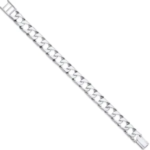 Silver Big Square Curb Ribbed Edge Link Gents Bracelet
