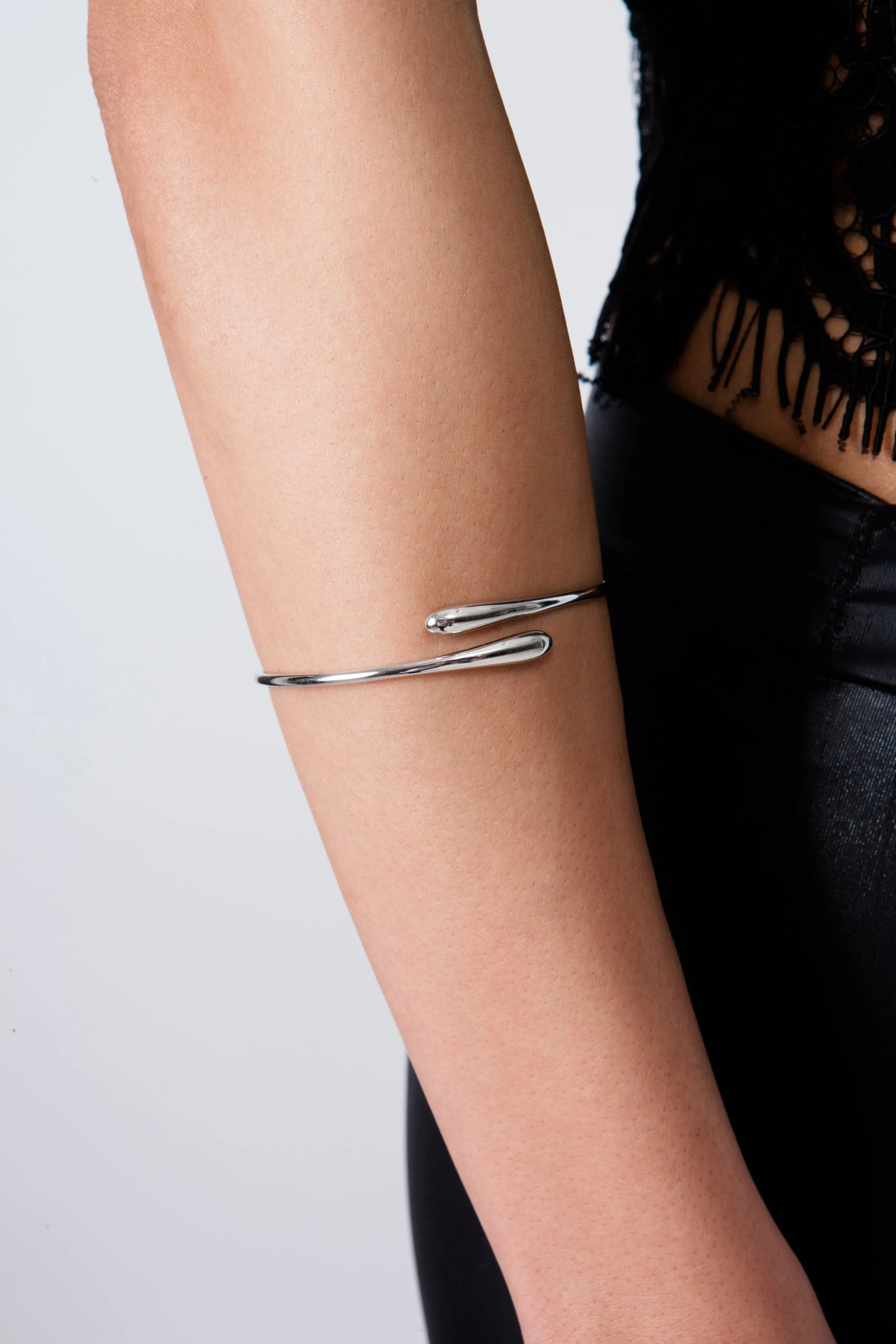 Silver Cross Over Bangle