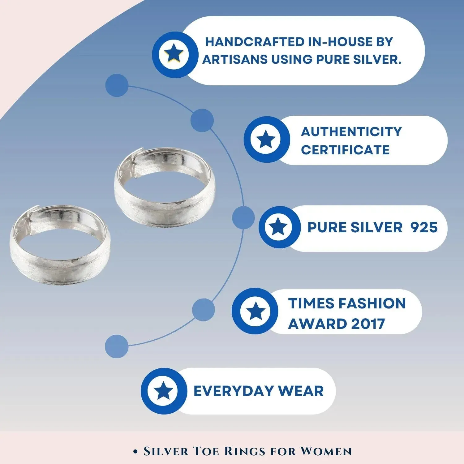 Silver Daily Swag Toe Ring (Pair)