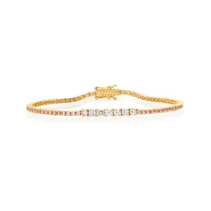 Small 4-Prong Pink Sapphire Tennis Bracelet with Large Diamond Accent