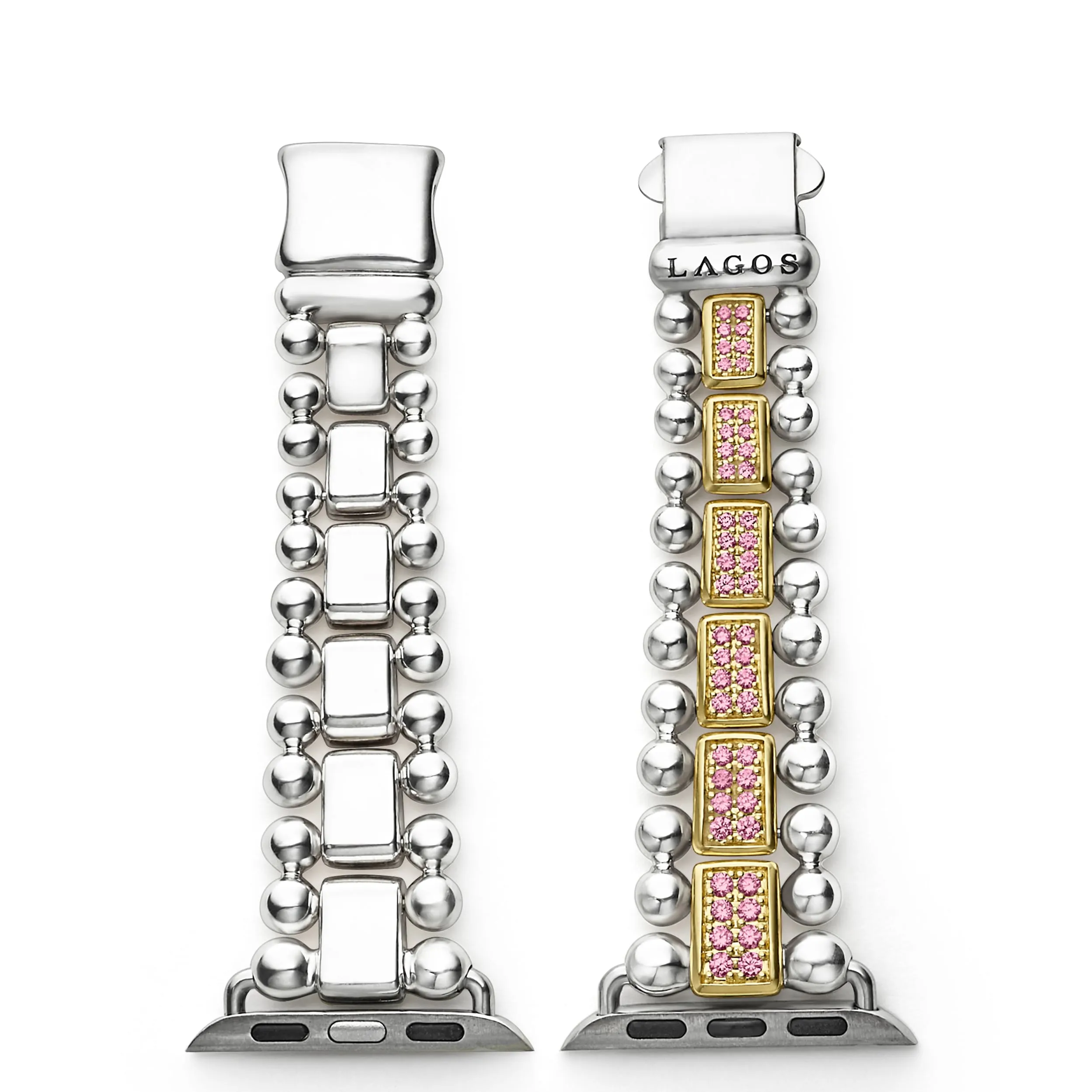 Smart Caviar 18K Gold and Sterling Silver Pink Sapphire Watch Bracelet-38-45mm