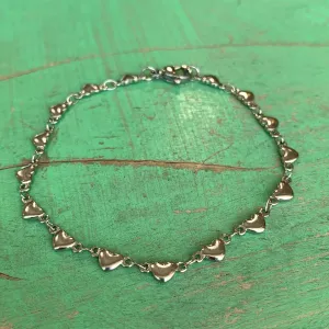 Solid Linked Hearts Chain Bracelet & Necklace