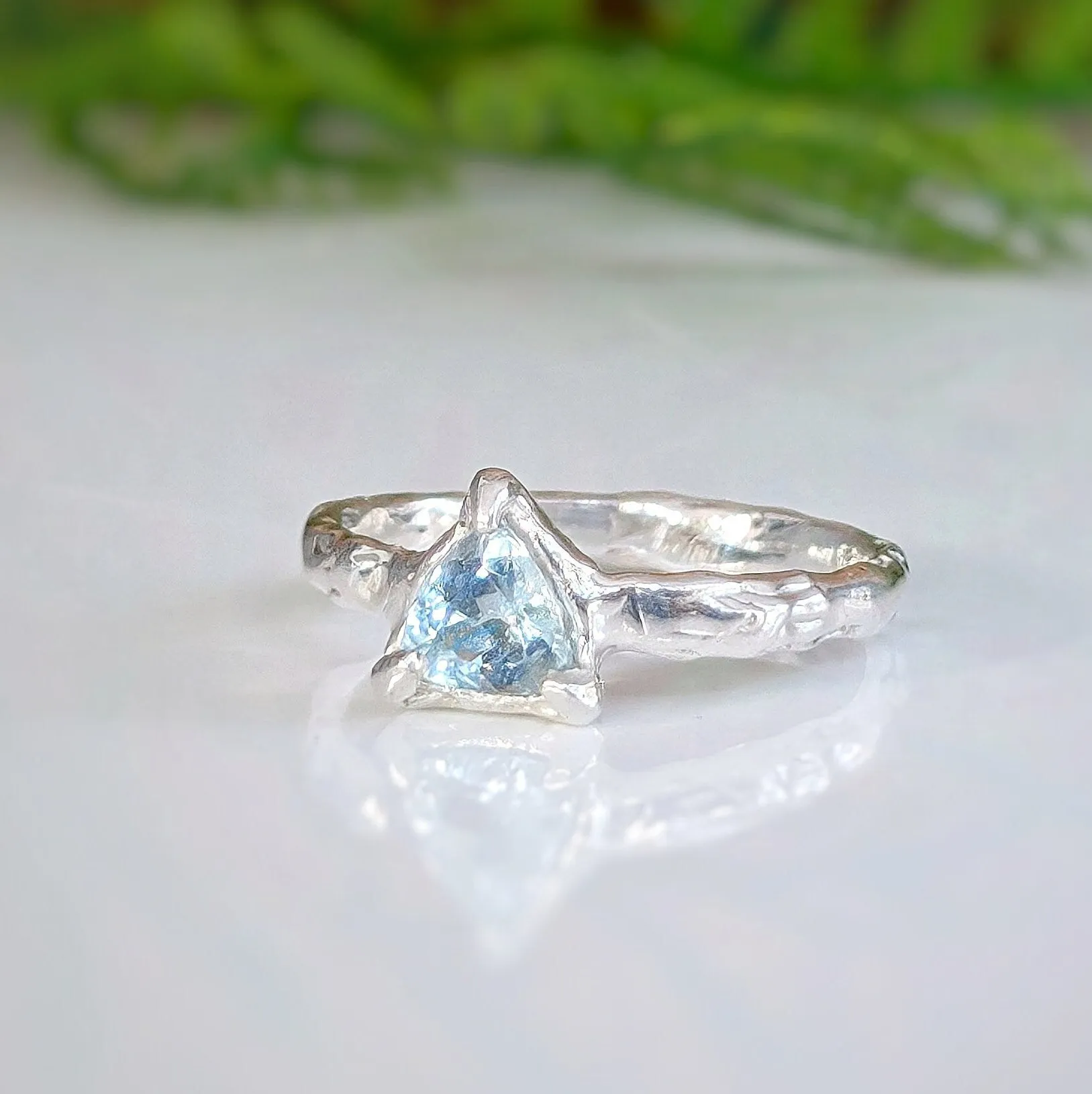 Solid Silver Aquamarine ring