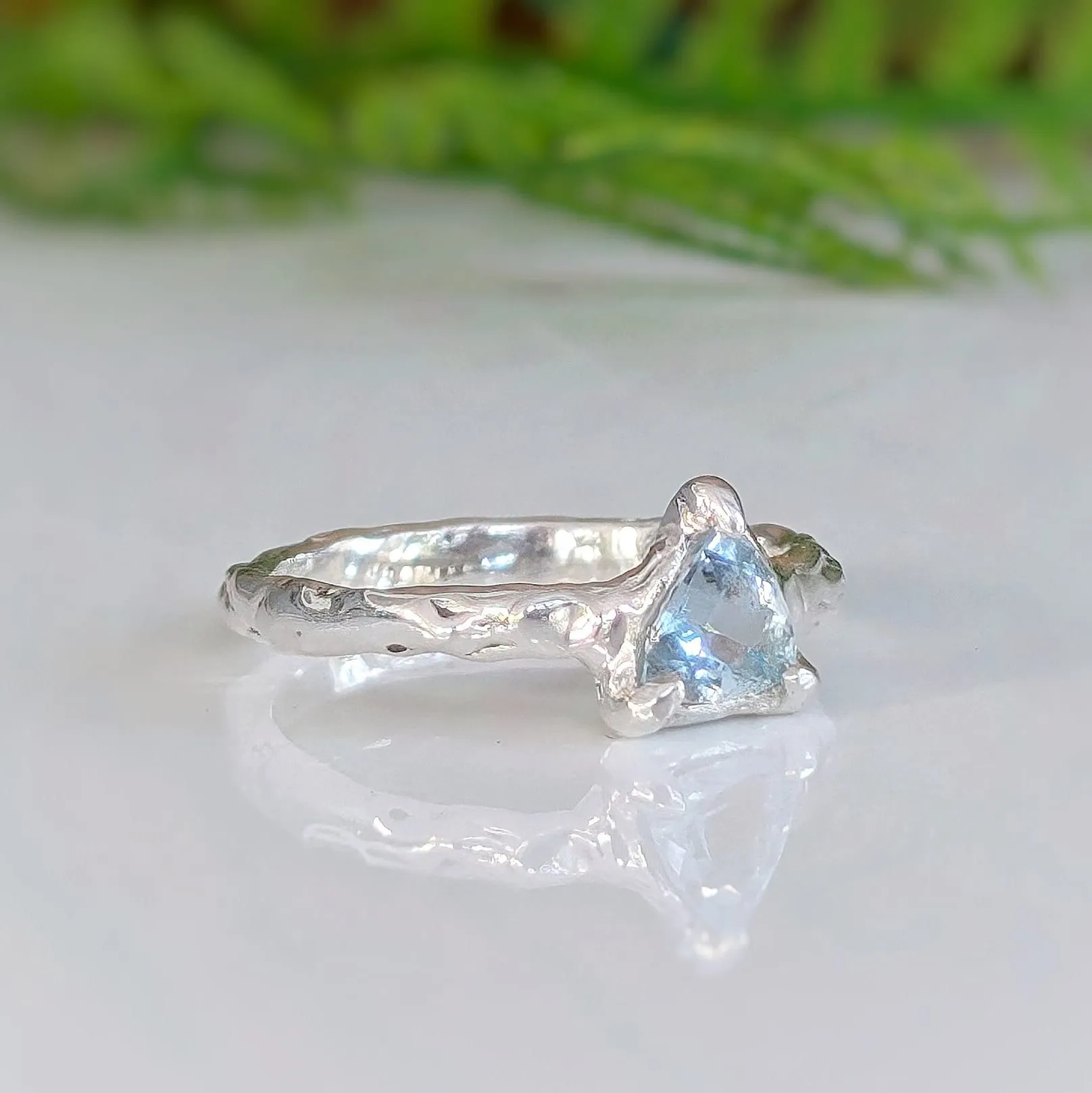 Solid Silver Aquamarine ring