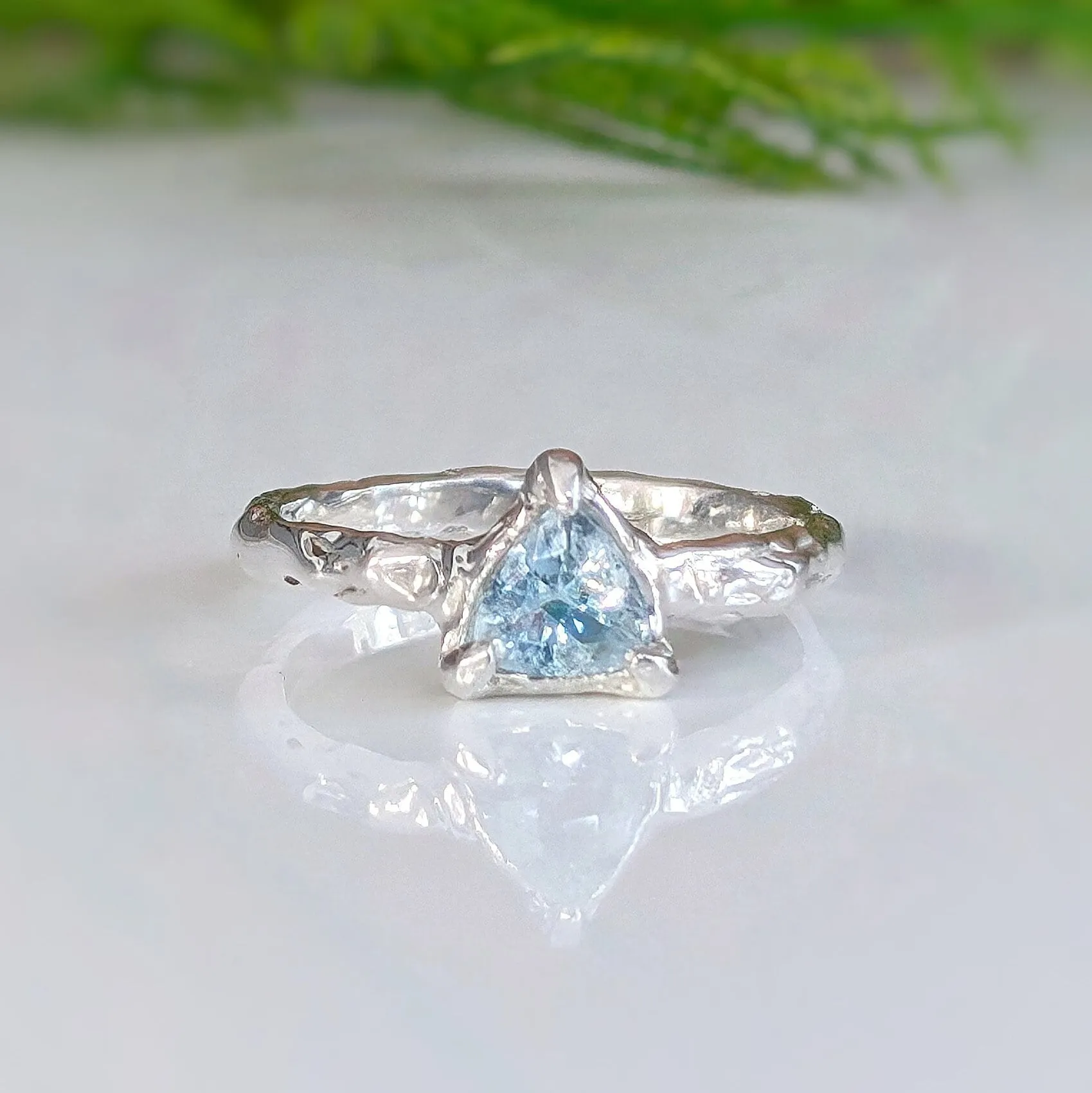 Solid Silver Aquamarine ring