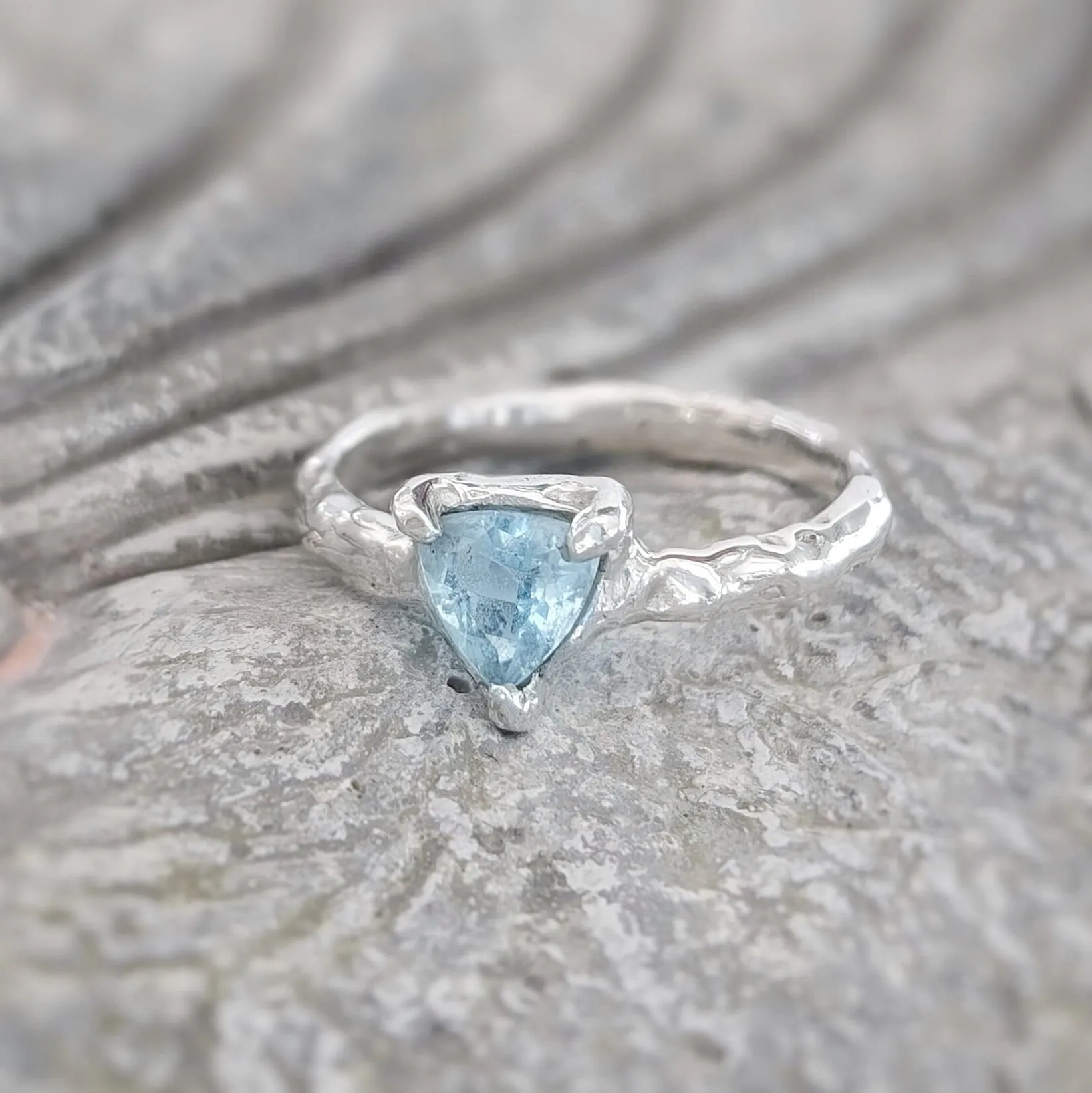 Solid Silver Aquamarine ring