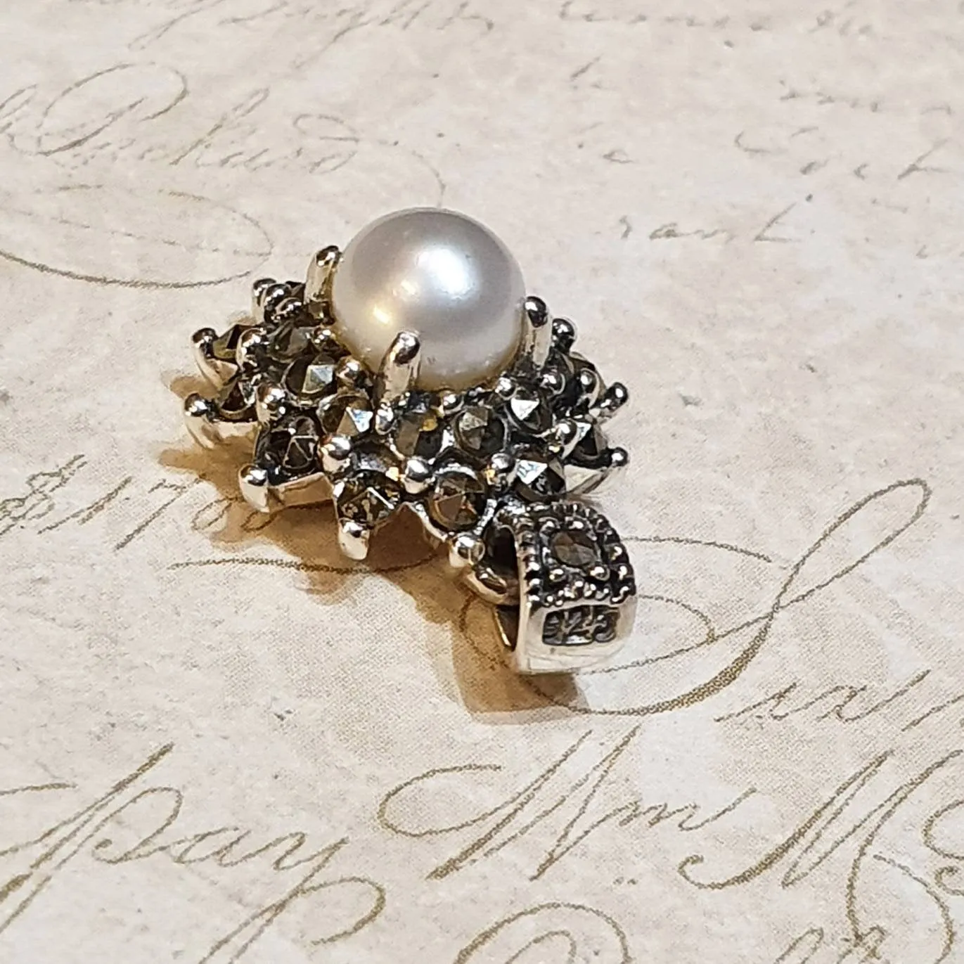 Sparkly Freshwater Pearl Marcasite Necklace