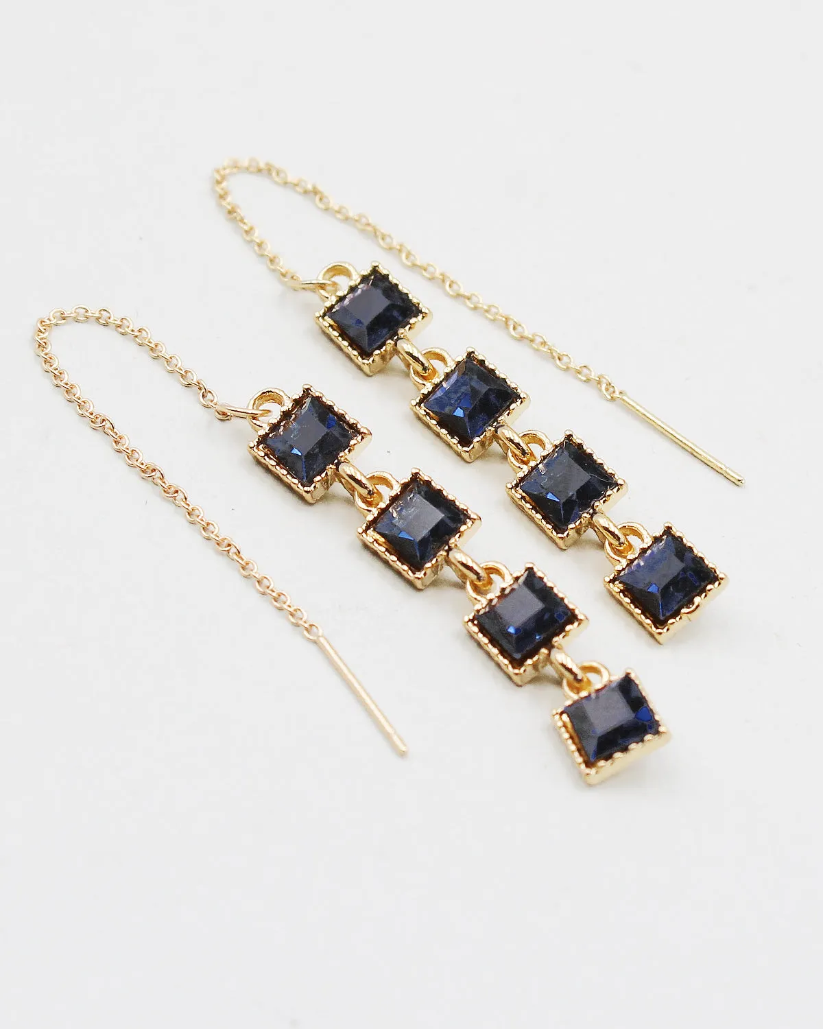 Square Stone Drop Earrings