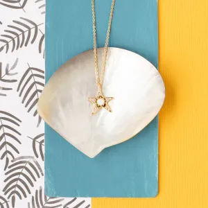 Star Opal and Cubic Zirconia Charm Necklace
