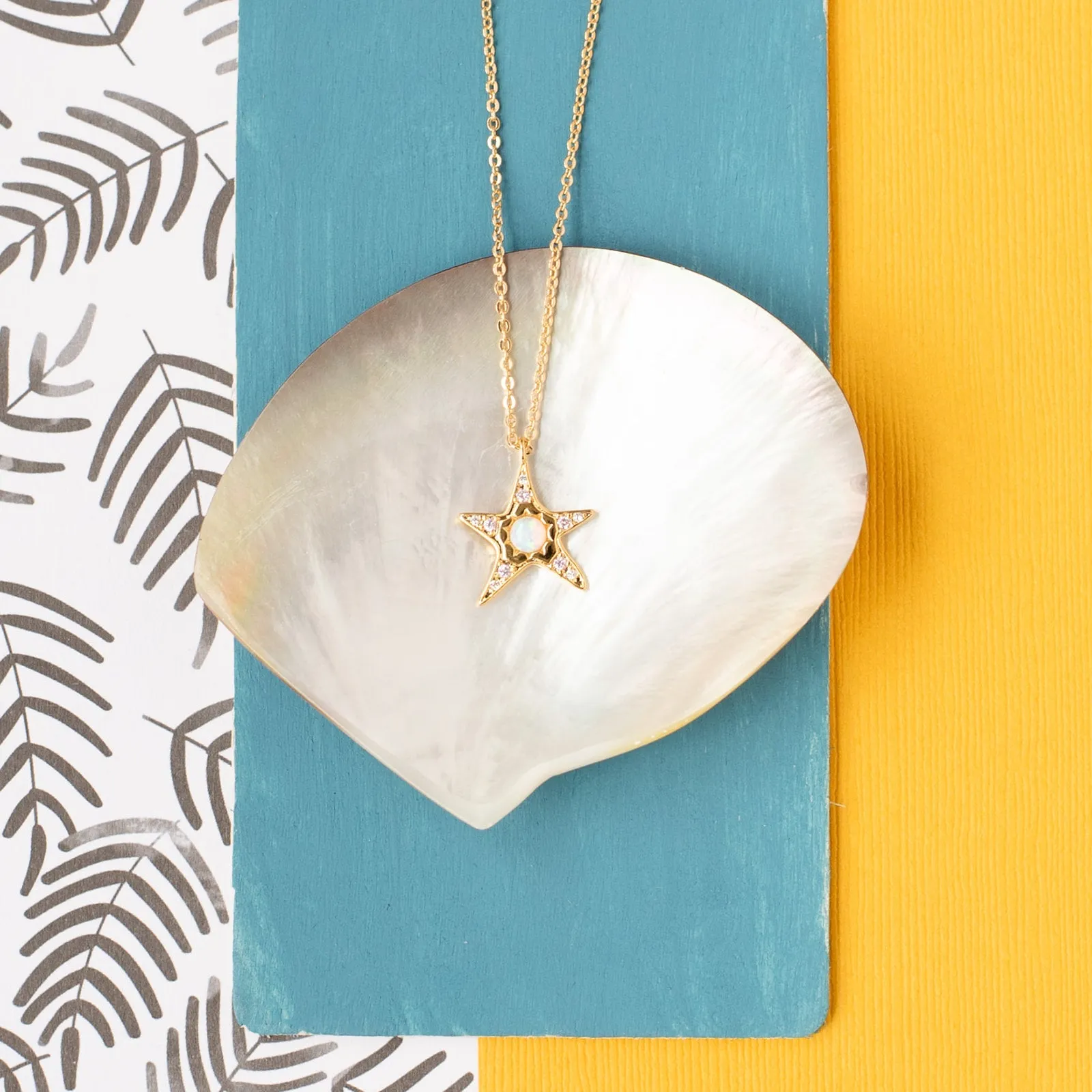 Star Opal and Cubic Zirconia Charm Necklace