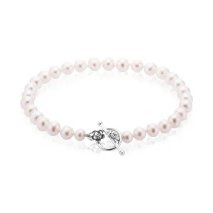 Sterling Silver 5-6mm Freshwater Pearl T-bar Bracelet